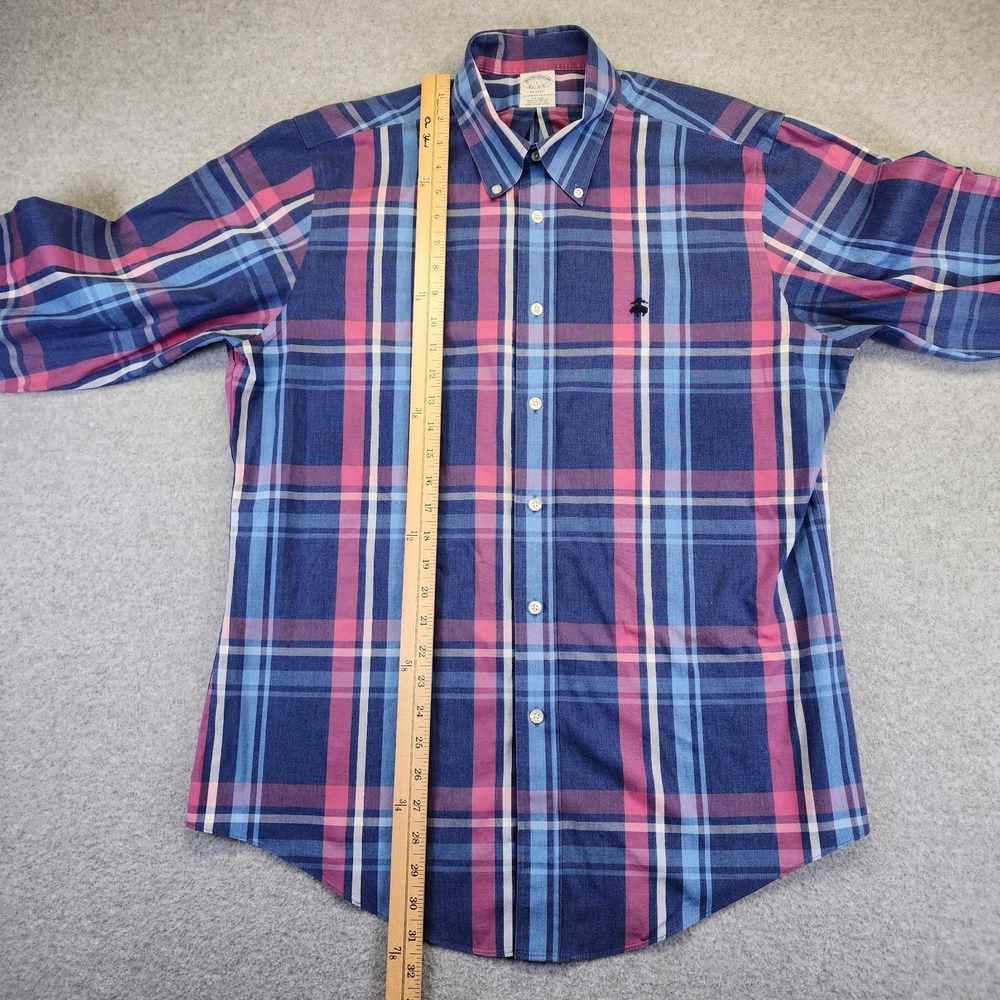Brooks Brothers 1818 Men's L Regent Blue Pink Plaid Long Sleeve Button Shirt - Picture 5 of 5